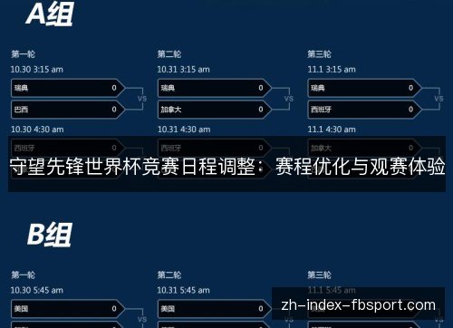 守望先锋世界杯竞赛日程调整：赛程优化与观赛体验